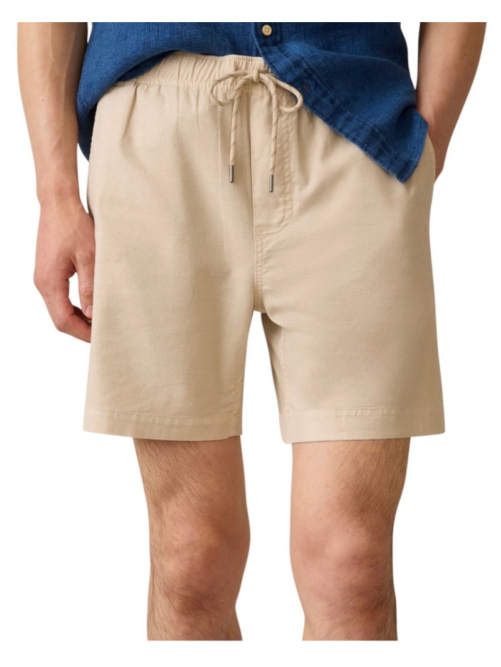 NWT Faherty Essential Drawstring Shorts XL Stone Organic Cotton Stretch